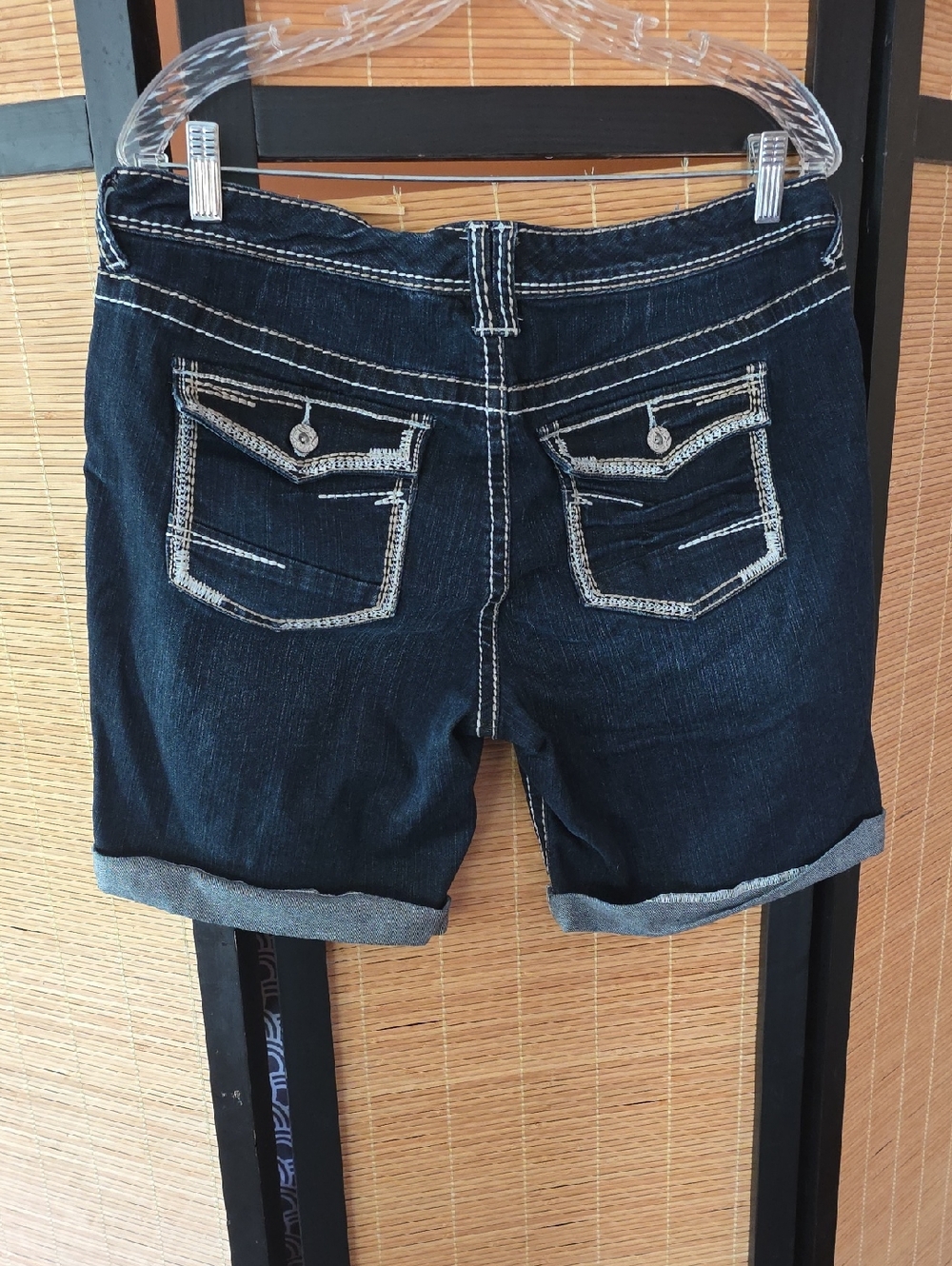 Maurices Dark Blue Denim Roll-Cuff Shorts
